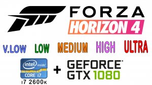 i7 2600k + gtx 1080 в Forza Horizon 4  ( Очень низкие, Низкие, Средние, Высокие, Ультра)