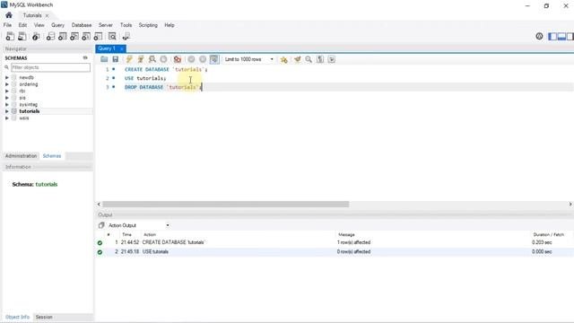 MySQL Workbench 8.0 CE | Create And Drop Database Using SQL Script And GUI Form