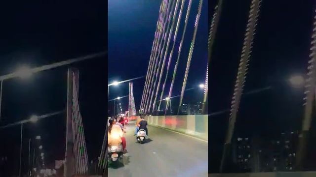 Shining cable bridge of surat city|India #shortsfeed #trending #landscape #cityscape #surat #india