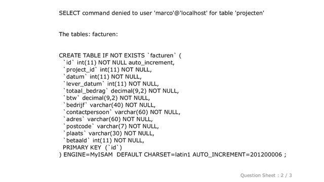 MySQL : MySQL Error: #1142 - SELECT command denied to user
