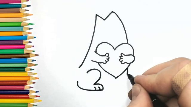 КАК нарисовать няшного КОТИКА С СЕРДЕЧКОМ (Рисунки для срисовки)