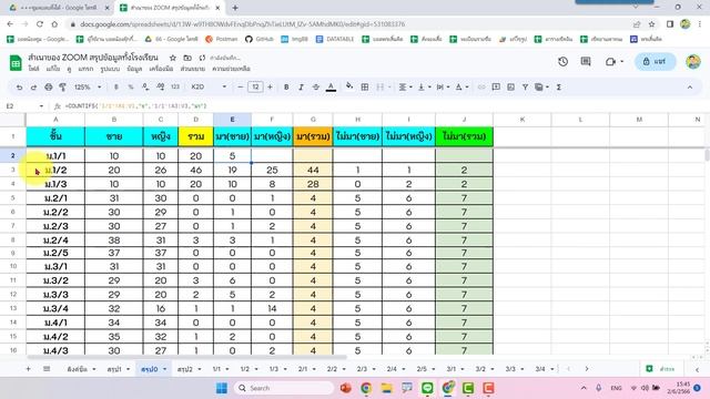 วิธีการใช้สูตรเพื่อนับจำนวนชาย หญิง ที่มา กับ ไม่มาโรงเรียนแต่ละวัน смотреть онлайн
