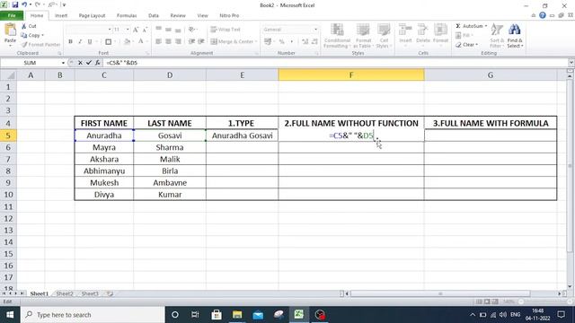 How to Merge two Columns in Excel Without Losing Data - MS Excel Tutorial for Beginners : Akshrika