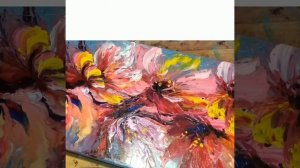 Абстракция маслом цветы. Пишем мастихином.