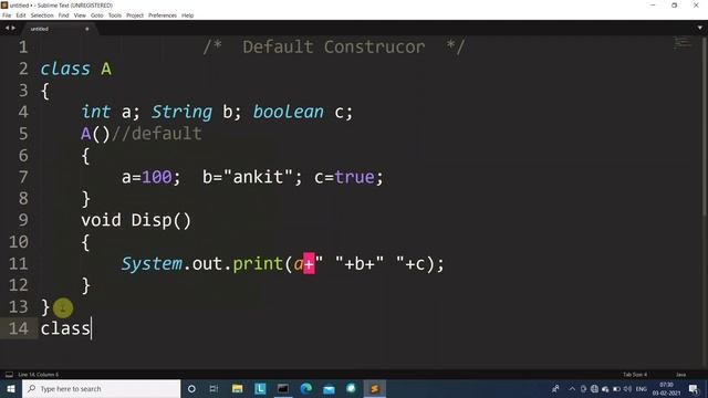 Default Constructor in Java | Learn Coding