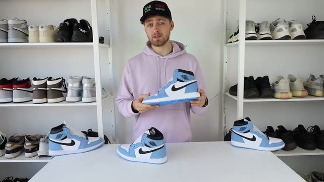 REAL VS FAKE! NIKE AIR JORDAN 1 UNIVERSITY BLUE COMPARISON! смотреть онлайн