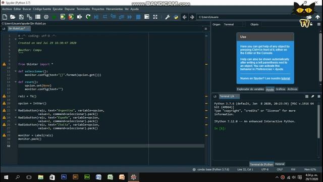 Python Interfaz gráfica Tkinter (Radiobutton)