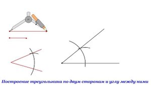 Построение треугольника по двум сторонам и углу между ними