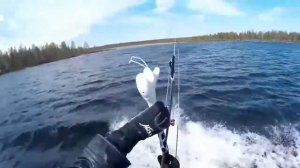 Самостоятельный запуск и посадка кайта на воде, без помощника.