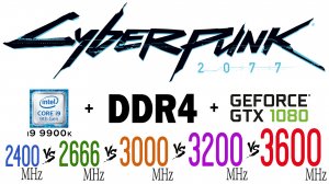 Cyberpunk 2077 DDR4 2400 МГц, 2666 МГц, 3000 МГц, 3200 МГц, 3600 МГц