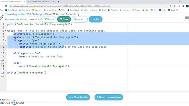 Basic While Loop Example in Python смотреть онлайн