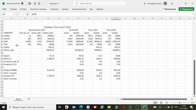 Как растут мои портфели. Итоги ноября 2021 г. Индекс Мосбиржи и индекс РТС остались позади. смотреть онлайн