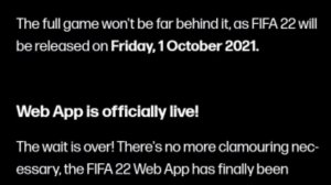 FIFA 22 Web App: It's Launched?