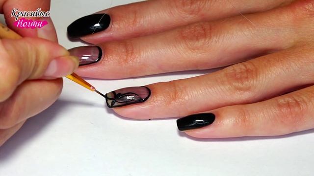 Дизайн ногтей - Черная Вуаль лаками