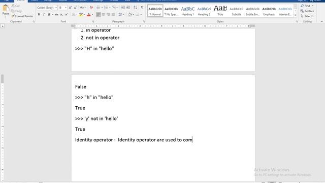 Class 11 Python membership operators