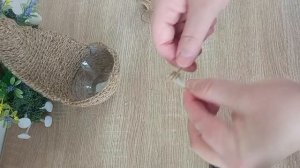 Как сделать курочку корзинку из джутовой веревки