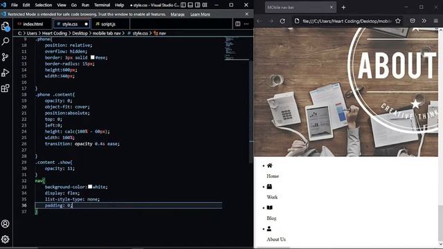 Navigation Menu design using HTML CSS & JavaScript | Creative Mobile Tab Navigation Design