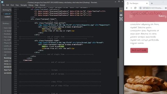 bootstrap 4 how to complete web site bakery carousel html & css смотреть онлайн