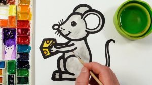 Рисуем и раскашиваем мышку с сыром\\ Рисование для девочек! Давайте рисовать вместе!