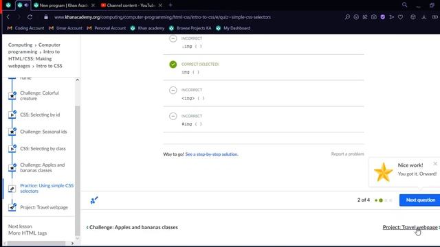 Practice Questions: Using simple CSS selectors {Khan academy}