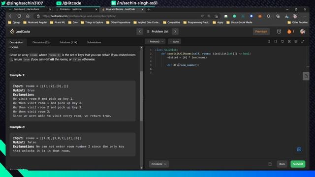 Leetcode 841. Keys and Rooms - Python Solution