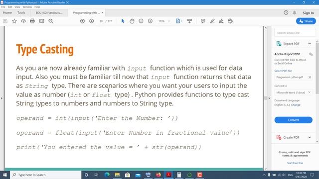 Python programming Urdu/Hindi  type casting in python Tutorial 9.