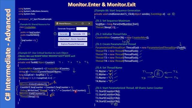 Thread Sync | Part 3 - Monitor Enter & Exit | C# Advanced #244 смотреть онлайн