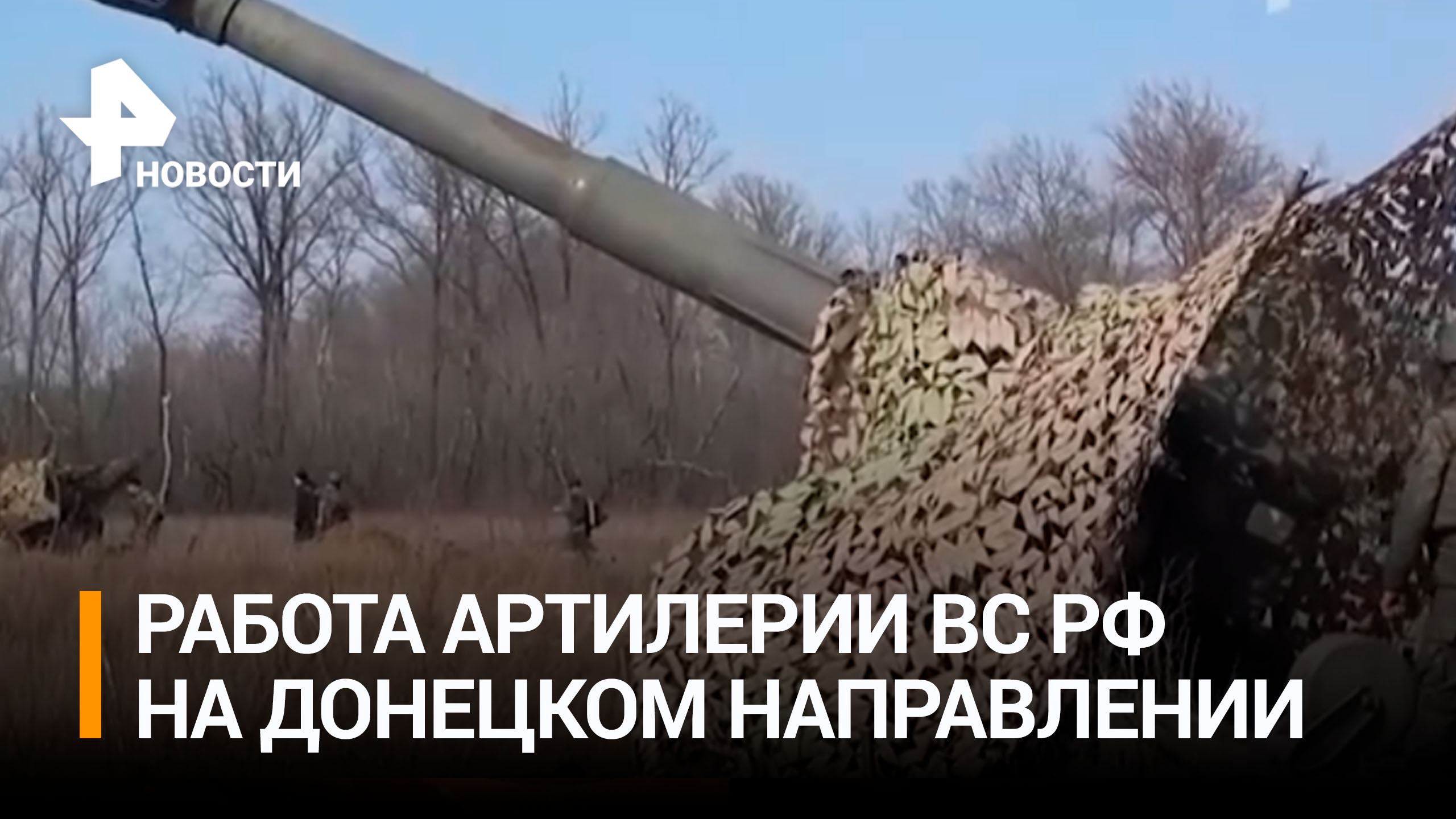 Кадры работы российской артиллерии на донецком направлении РЕН