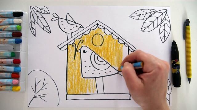 #какнарисовать #СКВОРЕЧНИК Уроки Рисования Для Детей #BIRDHOUSE #MAGPIE #drawforchildren