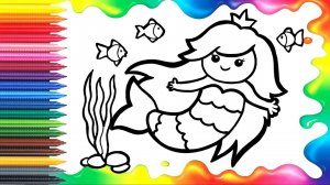 Раскраска Принцесса Русалка /Рисование и раскраска рыбок для детей/Drawing the Mermaid Princess