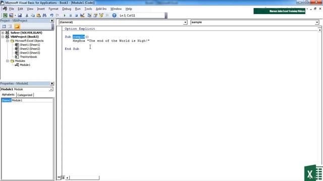 22. Creating A Sub Procedure Manually  || VBA Tutorial || Lecture || Microsoft Excel ||