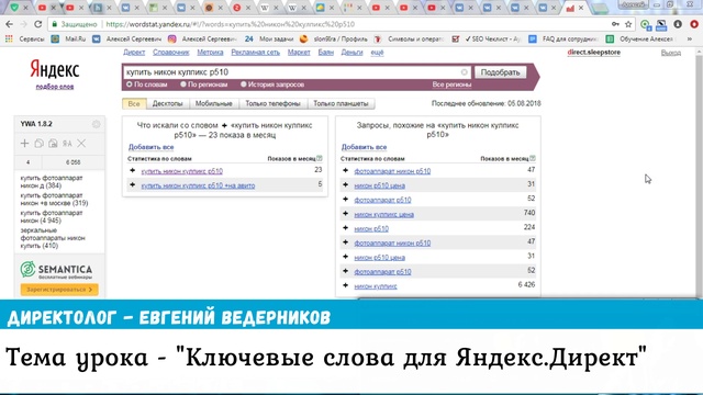 Ключевые слова для Яндекс.Директ смотреть онлайн