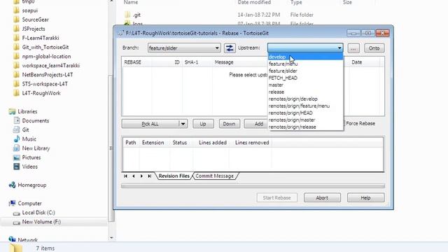 TortoiseGit Tutorial 14 git rebase basics смотреть онлайн
