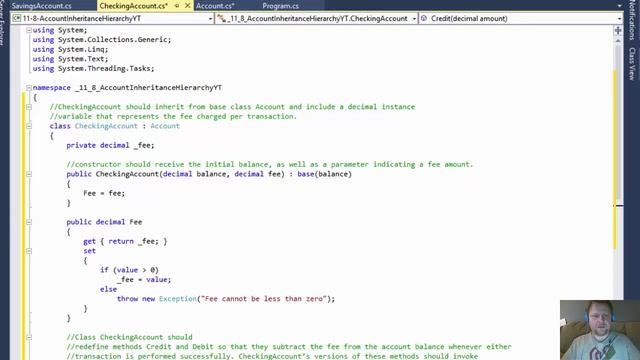 11.8 C# Account Inheritance Hierarchy (using Base classes and inheritance in C#) смотреть онлайн