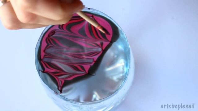 Черно-красный маникюр с водой | Водный маникюр Мраморный | Water Marble Manicure