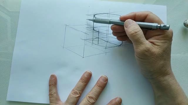 Врезка куба и цилиндра .geometric body inset