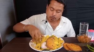 Asmr Mukbang Big Bites Eating?Veg Pulao & Luchi(Puri) & Kashmiri Alu Dum?& Egg Chicken Fat Curry? |