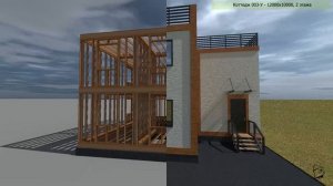 Каркасный коттедж 003-У - 12000х10000 (Project of an individual residential building)