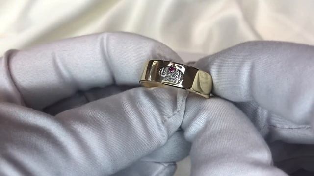 Широкие венчальные кольца Короны из комбинированного золота с бриллиантами и самоцветами смотреть онлайн