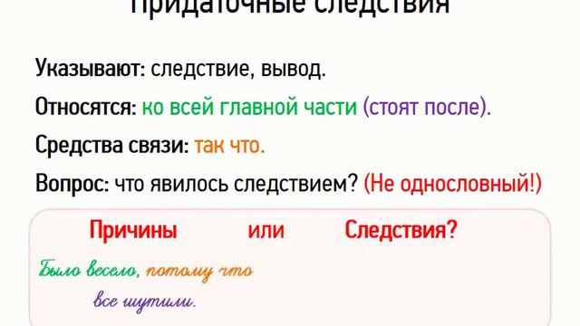 Указывает на следствие. Придаточные следствия презентация 9 класс. Часть указывает на следствие.