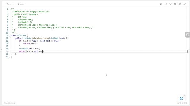 Remove Duplicates from Sorted List - Two Pointers - Leetcode 83 - Python and Java