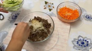 Фунчоза с мясом-ВКУСНЫЙ КОРЕЙСКИЙ САЛАТ!Етпен Фунчеза салаты,өте дәмді!Қазақша рецепт!