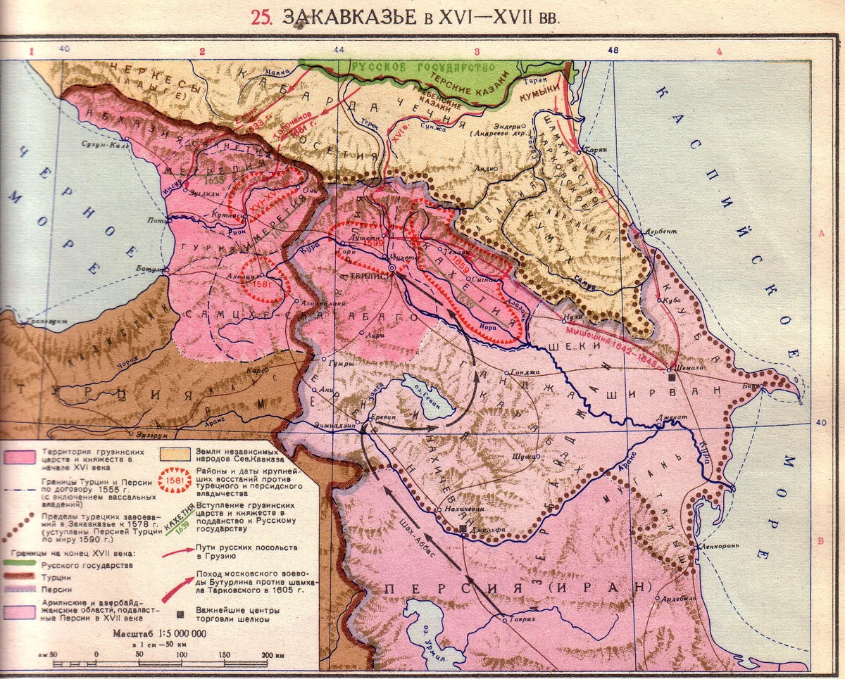 Карта закавказья и ирана