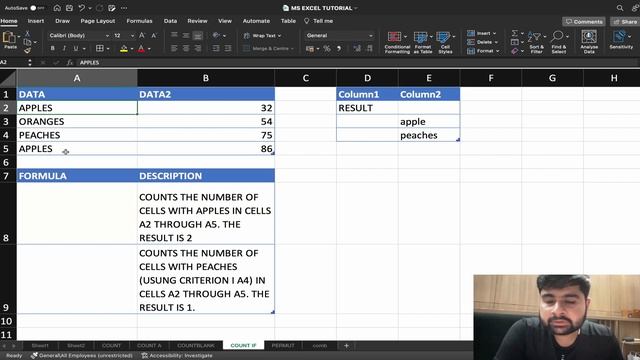 #34 Ms Excel Count Functions || CountIF, CountA, CountBlank, Permut, Combin