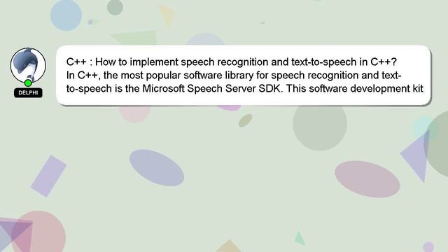 C++ : How to implement speech recognition and text-to-speech in C++? смотреть онлайн