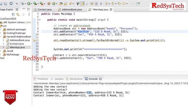 Java Live Session | Design & Develop the "Address Book" Project using Core Java|Core Java|RedSysTec