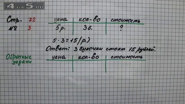 Страница 72 Задание 3 – Математика 2 класс Моро М.И. – Учебник Часть 2 смотреть онлайн