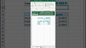 Сумма продаж при фильтрации данных. #Short