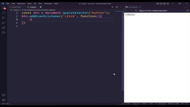 JavaScript tutorial for beginners | Learn JavaScript Event Listener