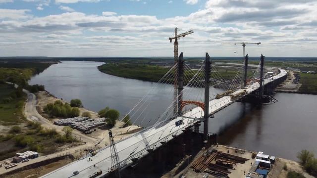 Строительство трассы М-12 [4 этап] мост через Оку - -08.05.2023- - смотреть онлайн